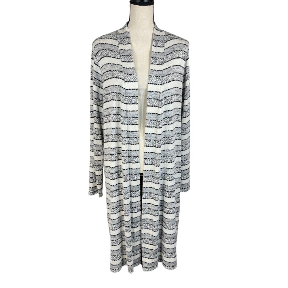 Lane Bryant SZ 18/20 Duster Cardigan Open Front Long Sleeves Striped Stretch